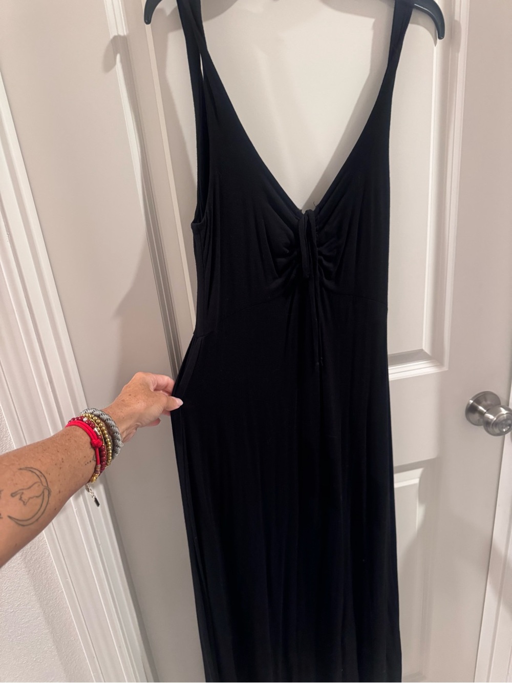 Z Supply Black Sleeveless V-Neck Maxi with Front Tie